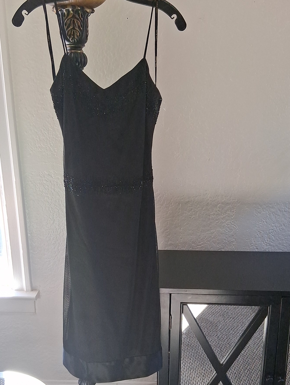 Vera Wang Black Beaded Slip Dress